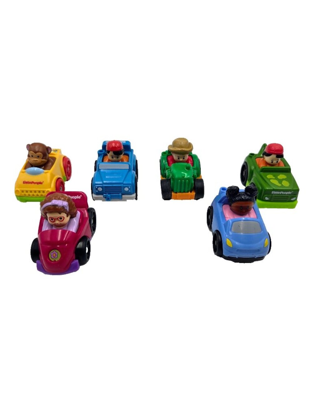 Fisher Price Little People Wheelies Cars Lot Of 6 Car Toys Figures Read